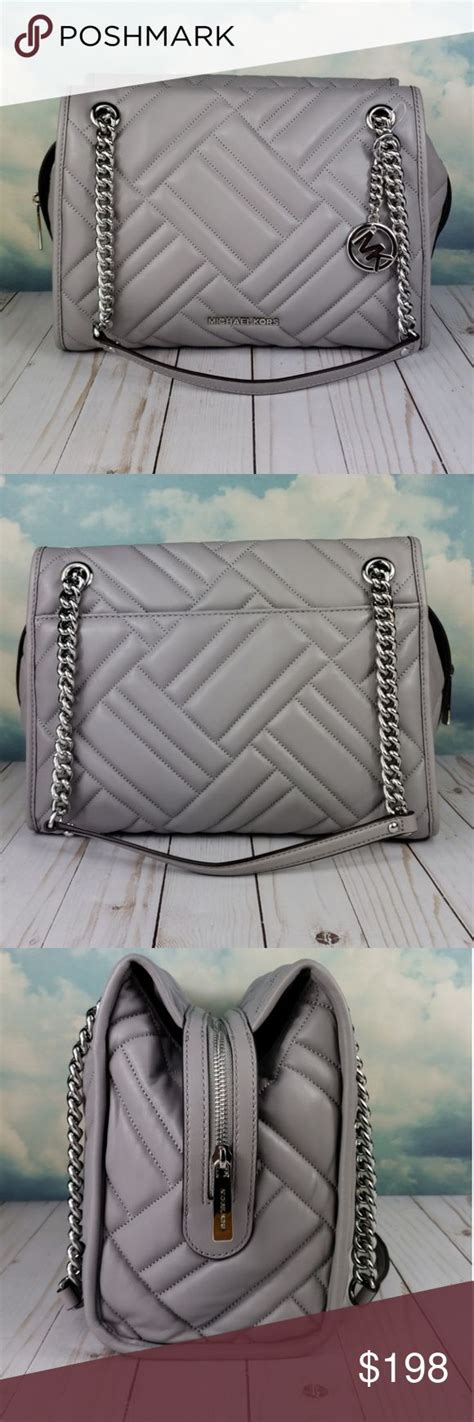 inside michael kors kathy bag|Michael Kors Kathy Quilted Grey Shoulder Bag .